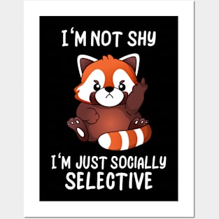 Cute Red Panda Socially Selective Funny Irony Posters and Art